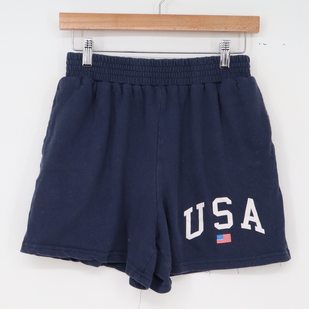 Mighty Fine Shorts Womens S Navy USA Graphic Flag Sweat Shorts Excellent